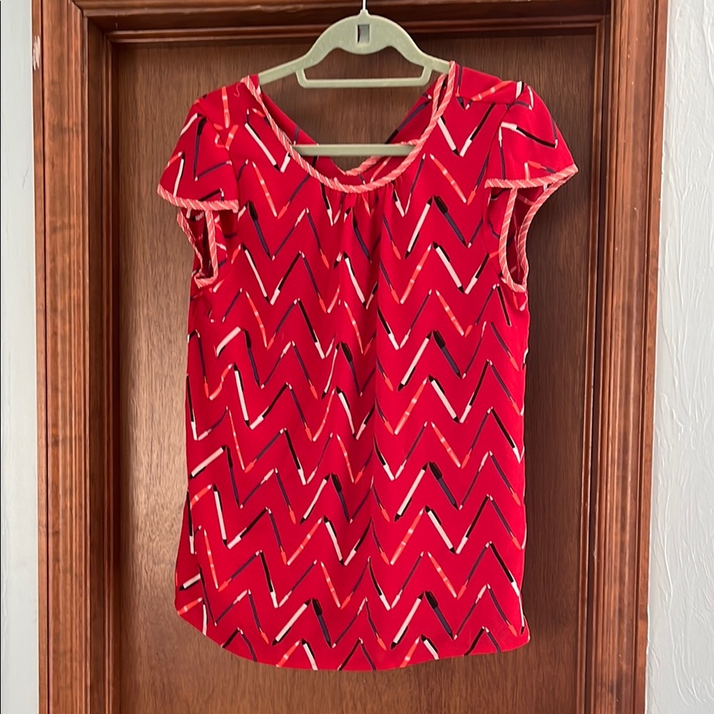 Modcloth Red Zigzag Blouse